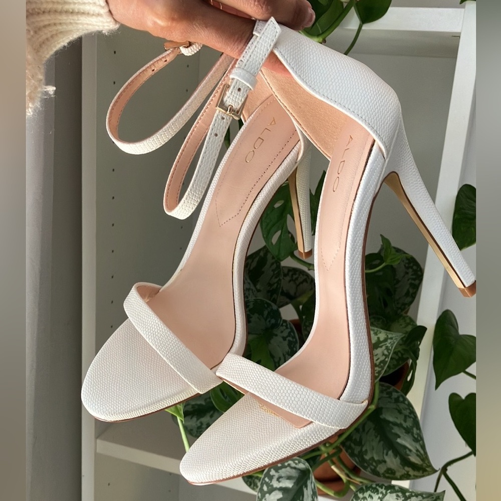 Aldo barely there heeled sandals in white